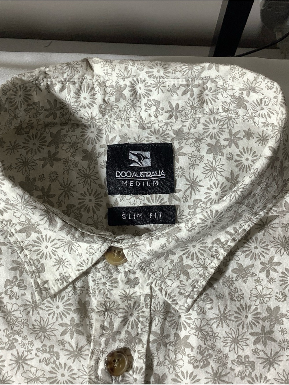 Abella Men’s Cream and Light Brown Floral Button-Down Shirt